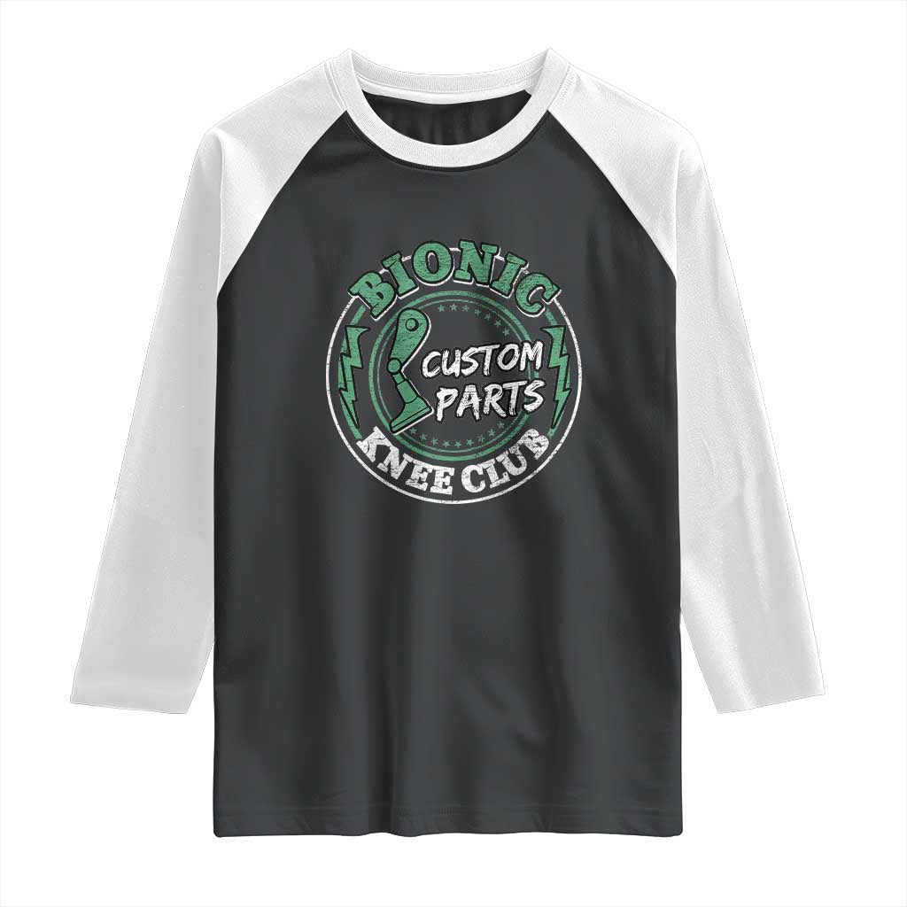 Funny Knee Replacement Survivor Raglan Shirt Bionic Knee Club Custom Parts