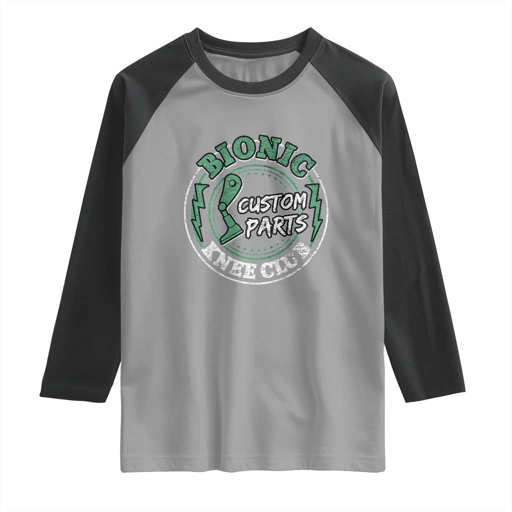 Funny Knee Replacement Survivor Raglan Shirt Bionic Knee Club Custom Parts