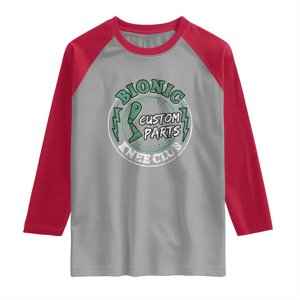 Funny Knee Replacement Survivor Raglan Shirt Bionic Knee Club Custom Parts
