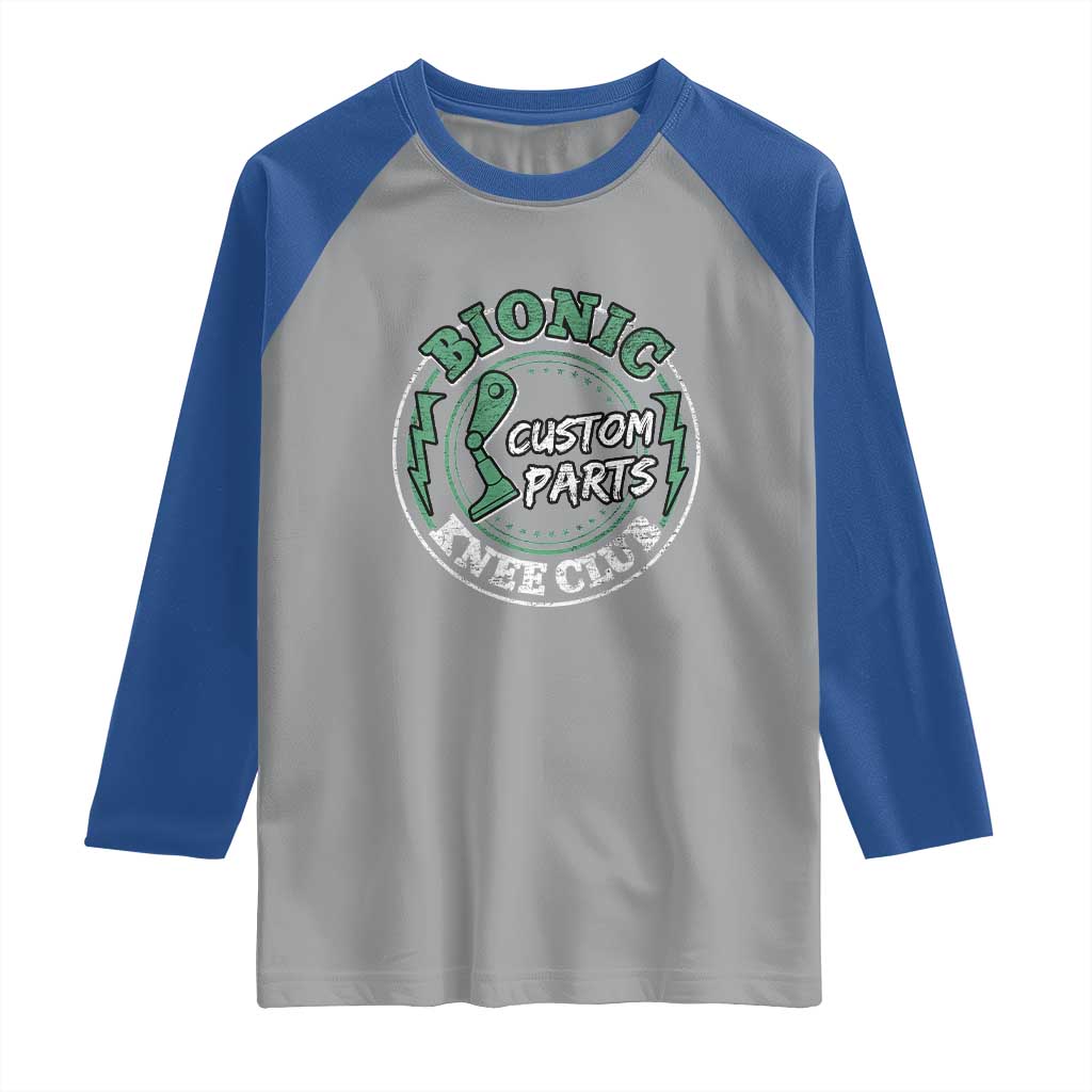 Funny Knee Replacement Survivor Raglan Shirt Bionic Knee Club Custom Parts