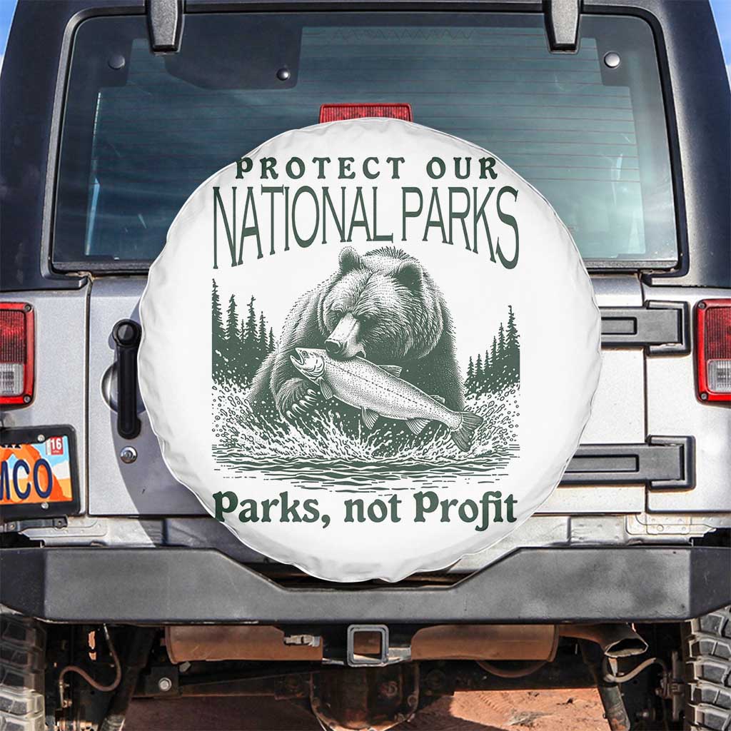 Protect Our National Parks Spare Tire Cover Parks Not Profits Retro Bear Nature Graphic