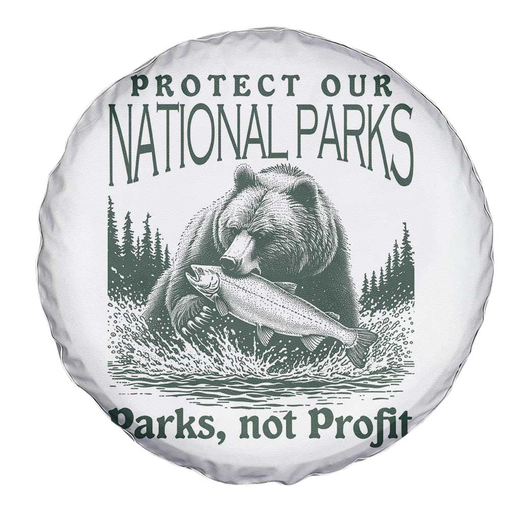 Protect Our National Parks Spare Tire Cover Parks Not Profits Retro Bear Nature Graphic