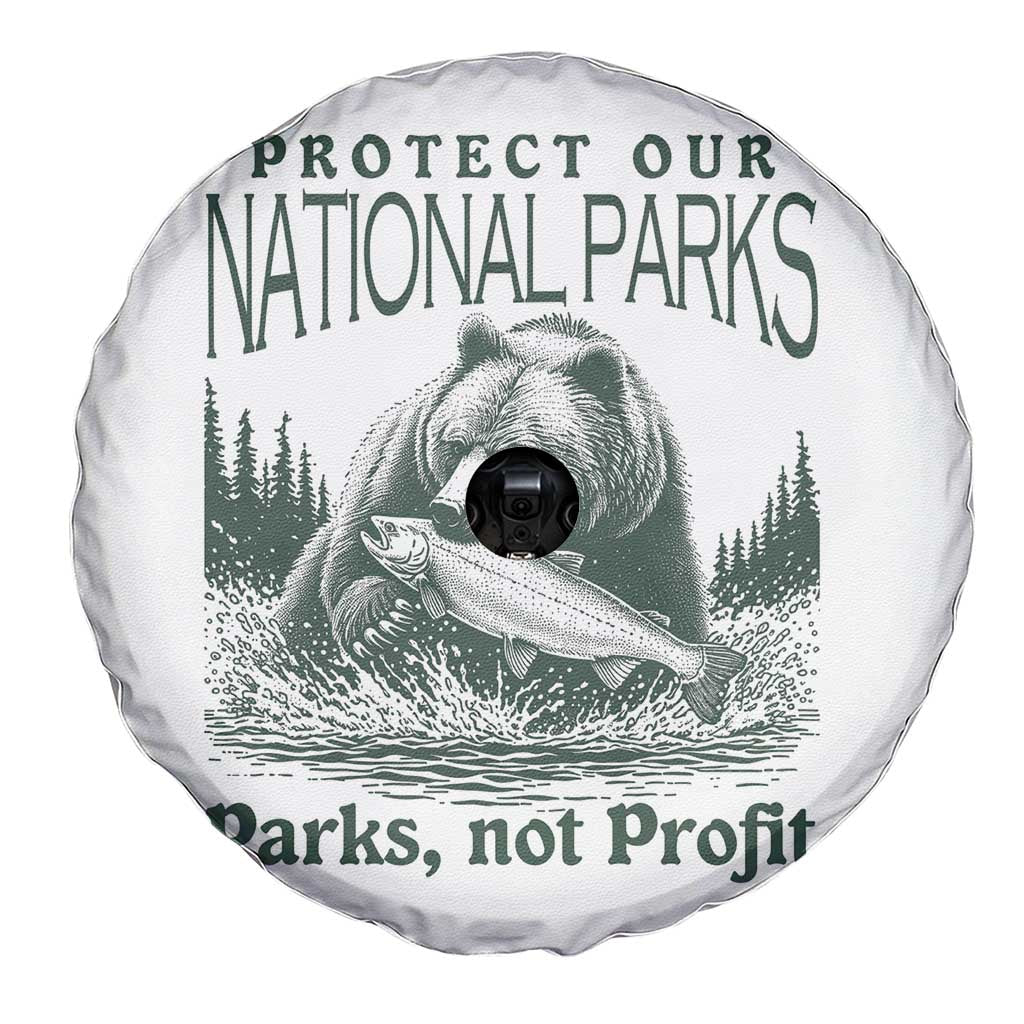 Protect Our National Parks Spare Tire Cover Parks Not Profits Retro Bear Nature Graphic