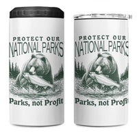 Protect Our National Parks 4 in 1 Can Cooler Tumbler Parks Not Profits Retro Bear Nature Graphic