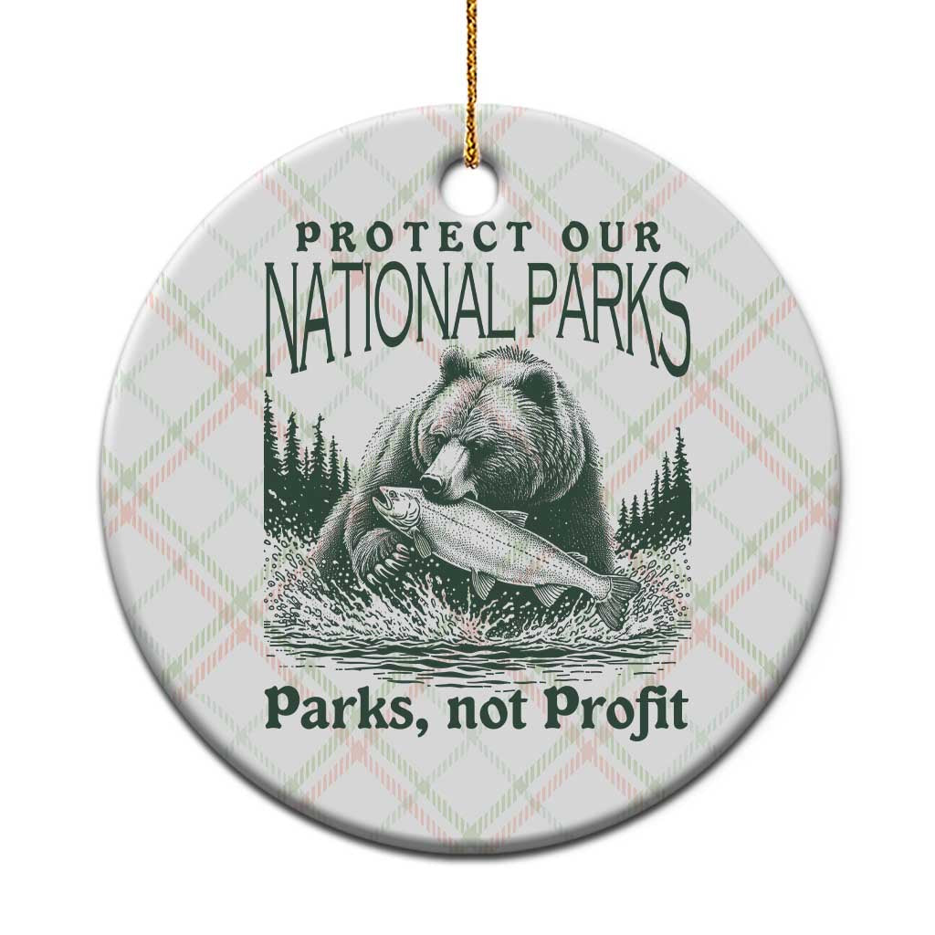 Protect Our National Parks Ceramic Ornament Parks Not Profits Retro Bear Nature Graphic - Wonder Print Shop