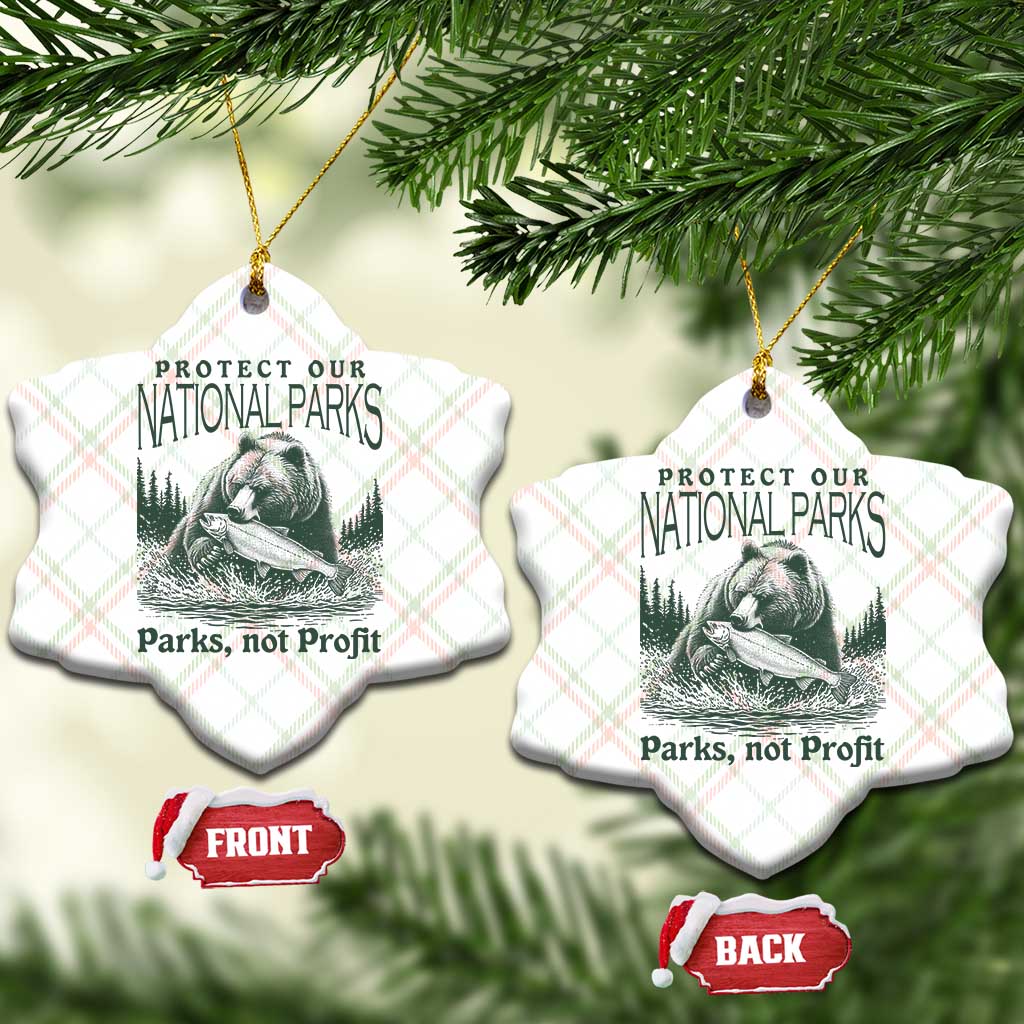 Protect Our National Parks Ceramic Ornament Parks Not Profits Retro Bear Nature Graphic - Wonder Print Shop