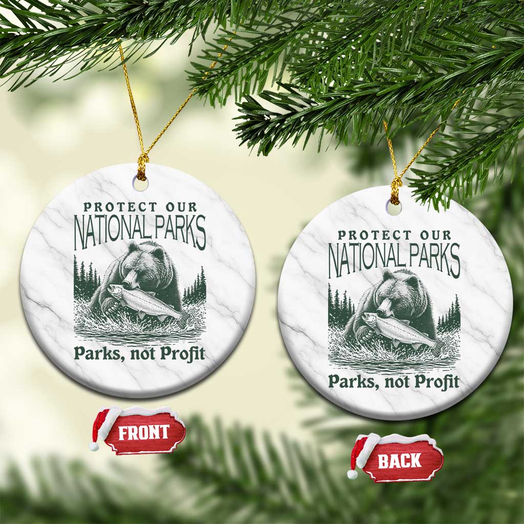 Protect Our National Parks Ceramic Ornament Parks Not Profits Retro Bear Nature Graphic - Wonder Print Shop