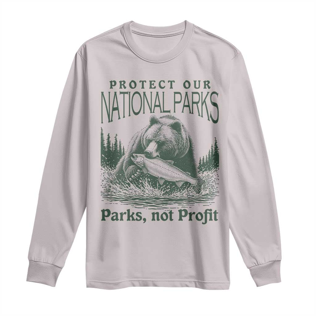 Protect Our National Parks Long Sleeve Shirt Parks Not Profits Retro Bear Nature Graphic