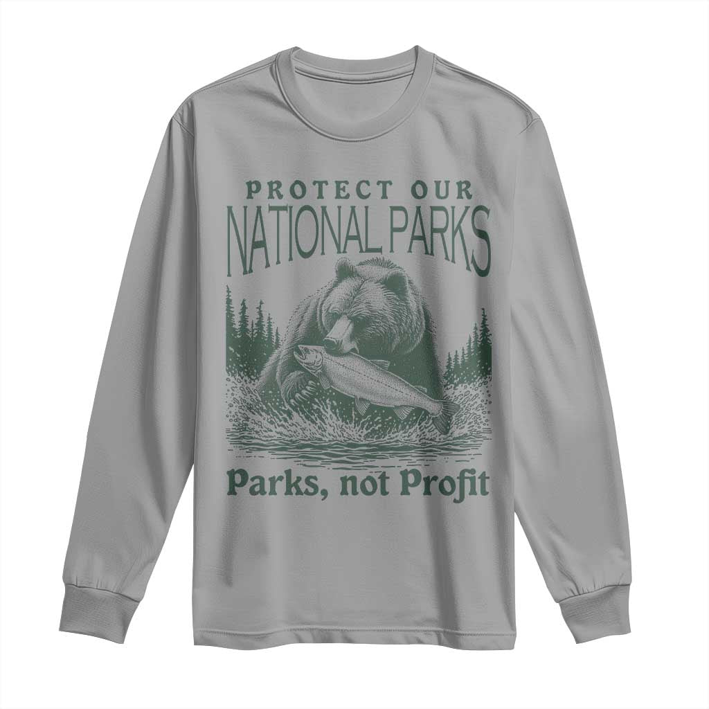 Protect Our National Parks Long Sleeve Shirt Parks Not Profits Retro Bear Nature Graphic