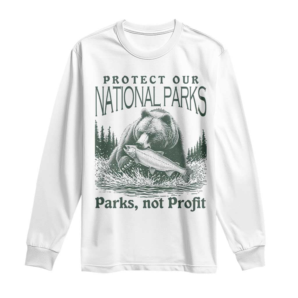 Protect Our National Parks Long Sleeve Shirt Parks Not Profits Retro Bear Nature Graphic