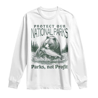 Protect Our National Parks Long Sleeve Shirt Parks Not Profits Retro Bear Nature Graphic