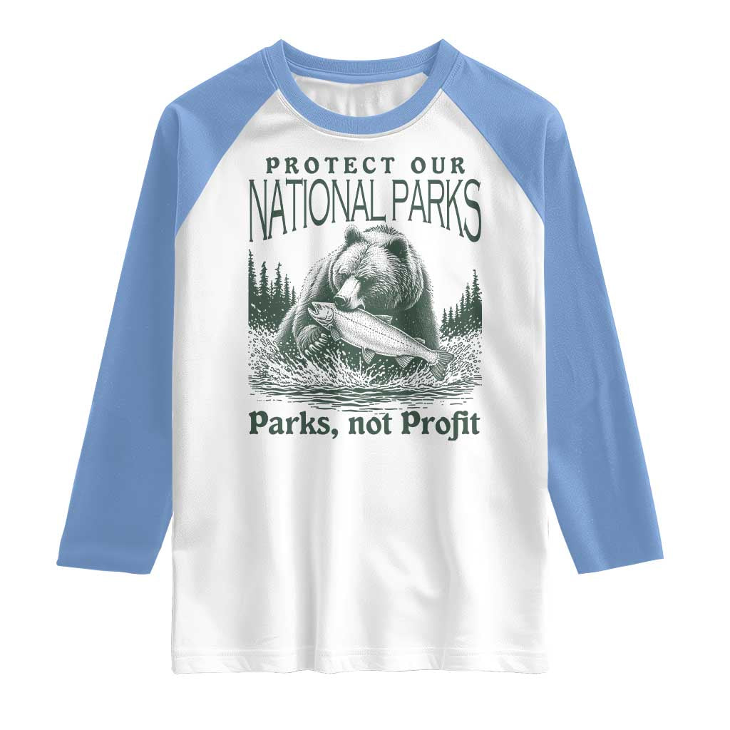 Protect Our National Parks Raglan Shirt Parks Not Profits Retro Bear Nature Graphic