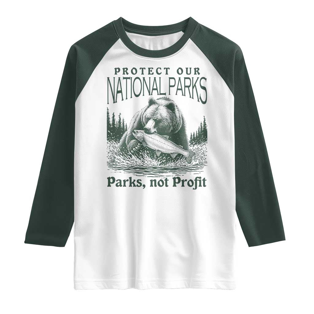 Protect Our National Parks Raglan Shirt Parks Not Profits Retro Bear Nature Graphic