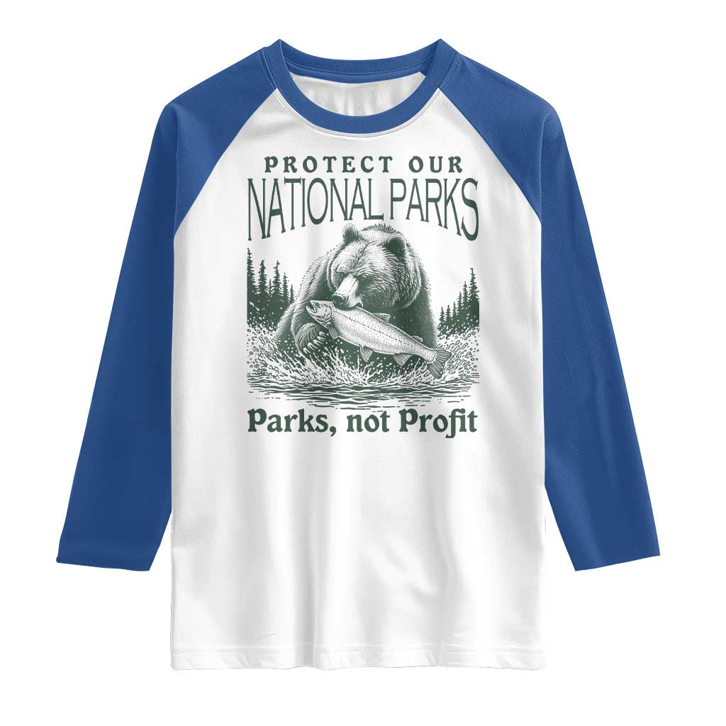Protect Our National Parks Raglan Shirt Parks Not Profits Retro Bear Nature Graphic