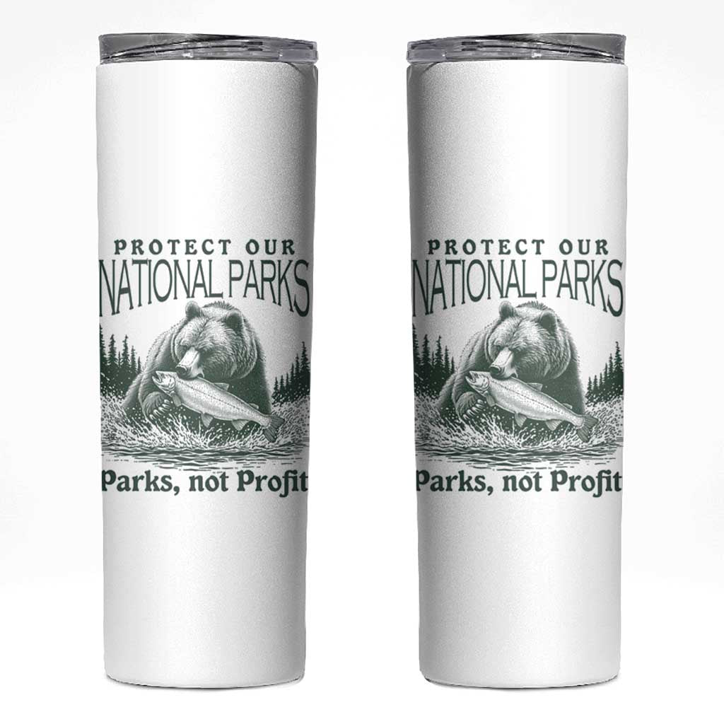 Protect Our National Parks Skinny Tumbler Parks Not Profits Retro Bear Nature Graphic