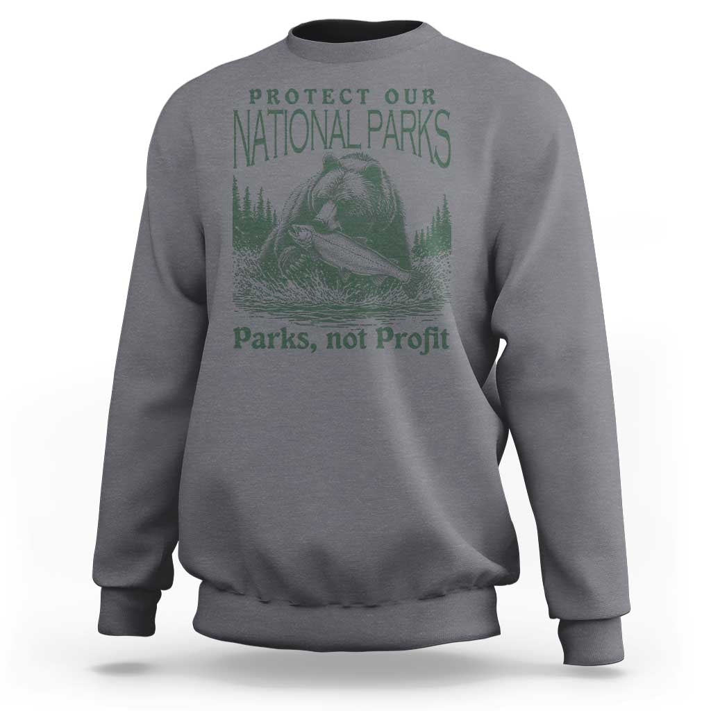 Protect Our National Parks Sweatshirt Parks Not Profits Retro Bear Nature Graphic