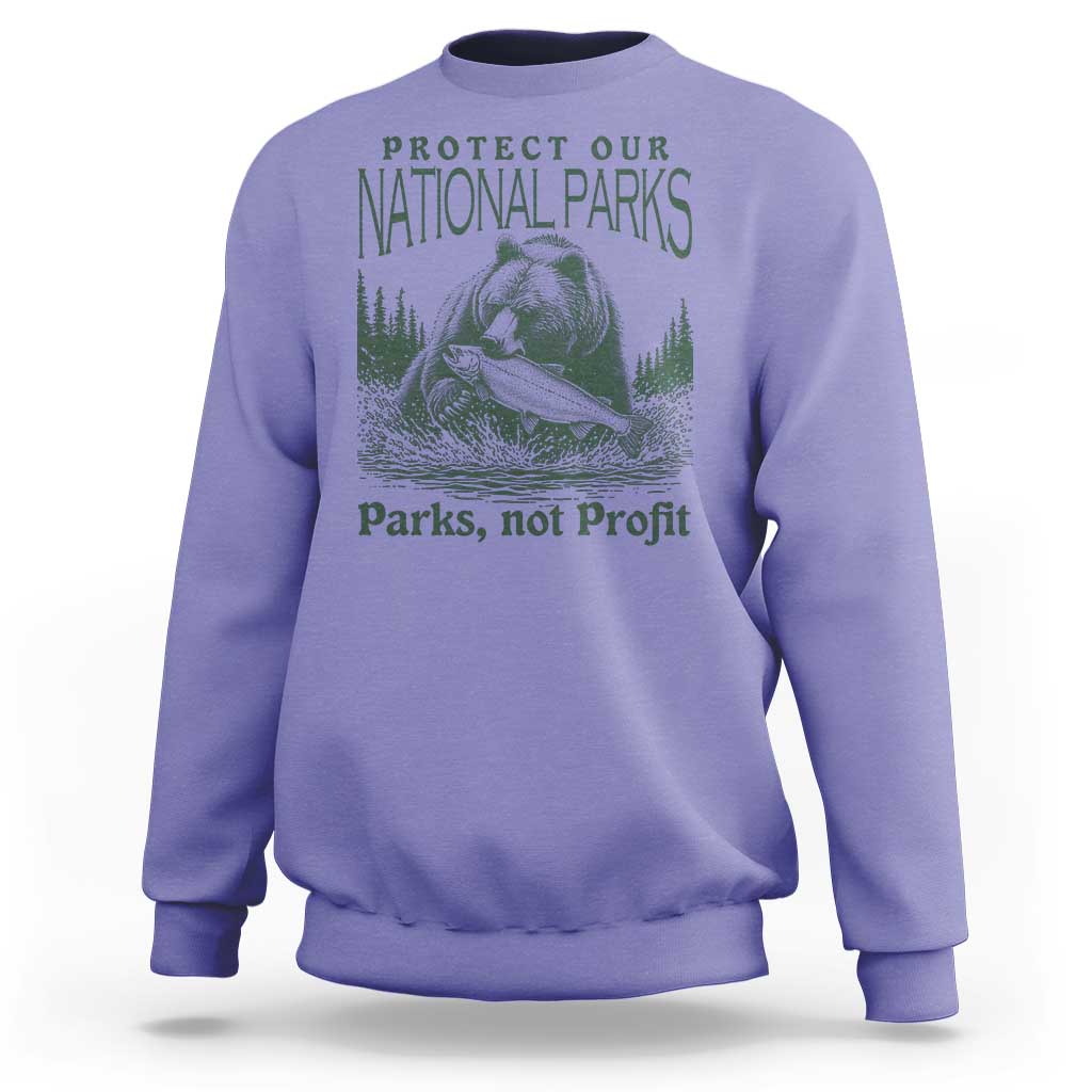 Protect Our National Parks Sweatshirt Parks Not Profits Retro Bear Nature Graphic