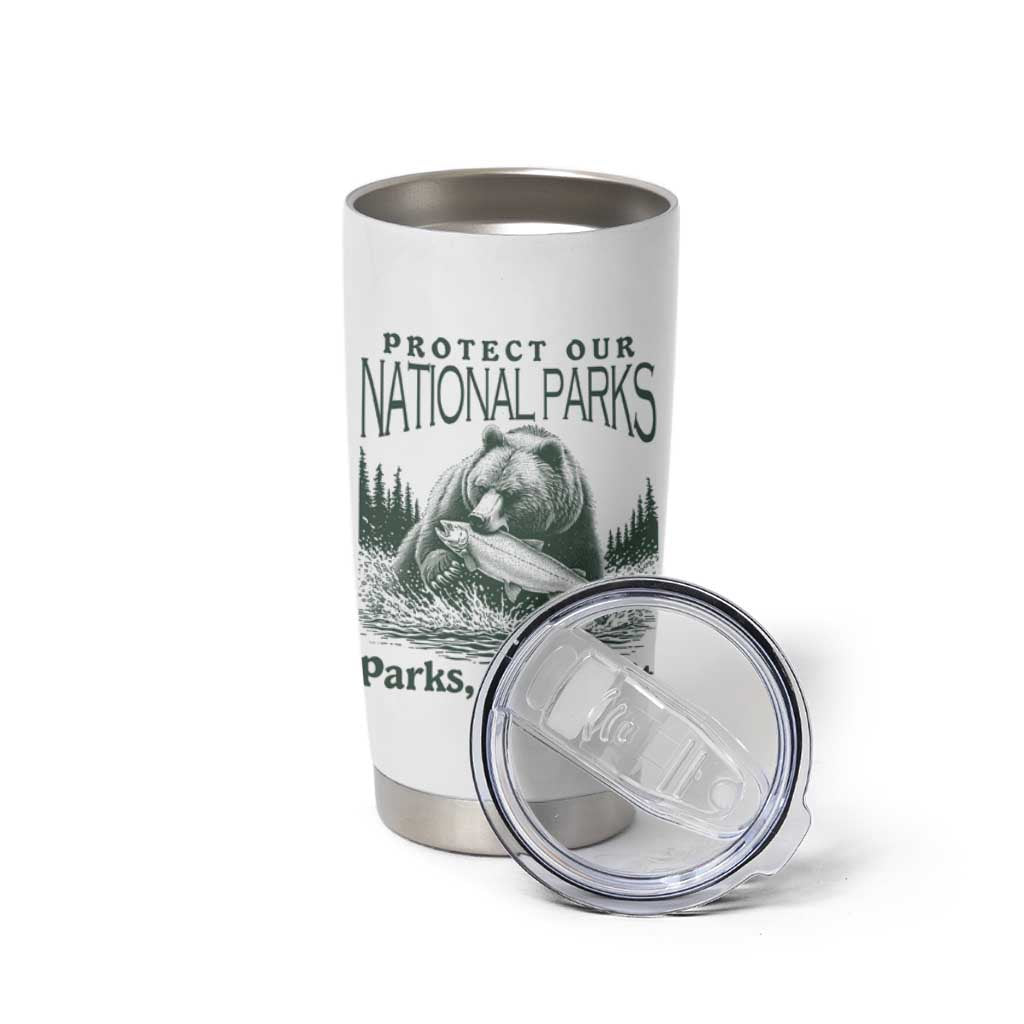 Protect Our National Parks Tumbler Cup Parks Not Profits Retro Bear Nature Graphic