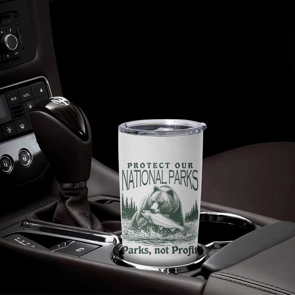 Protect Our National Parks Tumbler Cup Parks Not Profits Retro Bear Nature Graphic