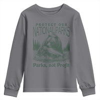Protect Our National Parks Youth Sweatshirt Parks Not Profits Retro Bear Nature Graphic
