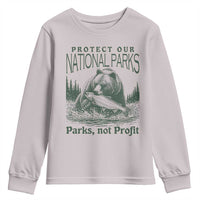 Protect Our National Parks Youth Sweatshirt Parks Not Profits Retro Bear Nature Graphic