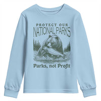 Protect Our National Parks Youth Sweatshirt Parks Not Profits Retro Bear Nature Graphic