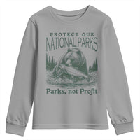 Protect Our National Parks Youth Sweatshirt Parks Not Profits Retro Bear Nature Graphic