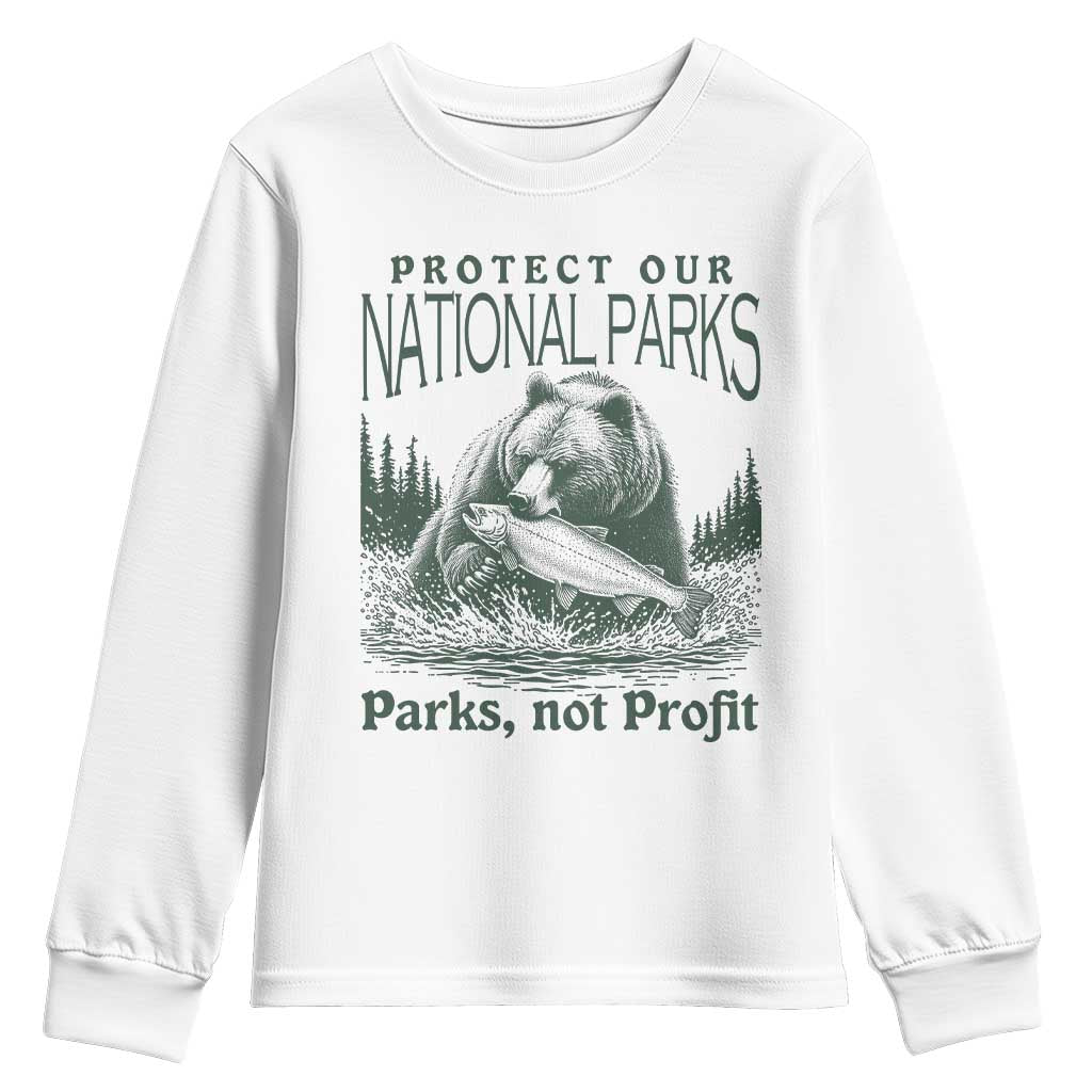 Protect Our National Parks Youth Sweatshirt Parks Not Profits Retro Bear Nature Graphic