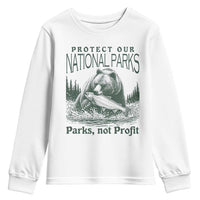 Protect Our National Parks Youth Sweatshirt Parks Not Profits Retro Bear Nature Graphic