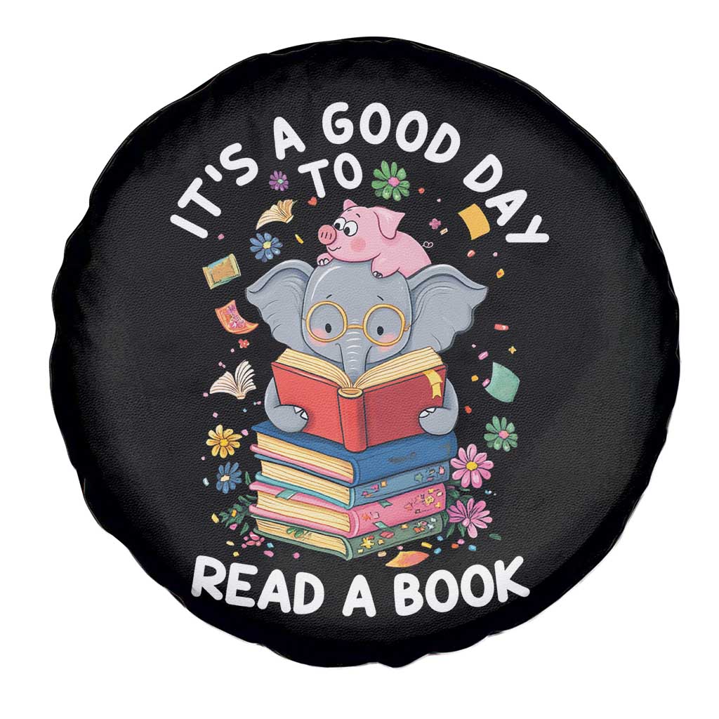 Its A Good Day To Read Book Spare Tire Cover Cute Elephant Reading Across America