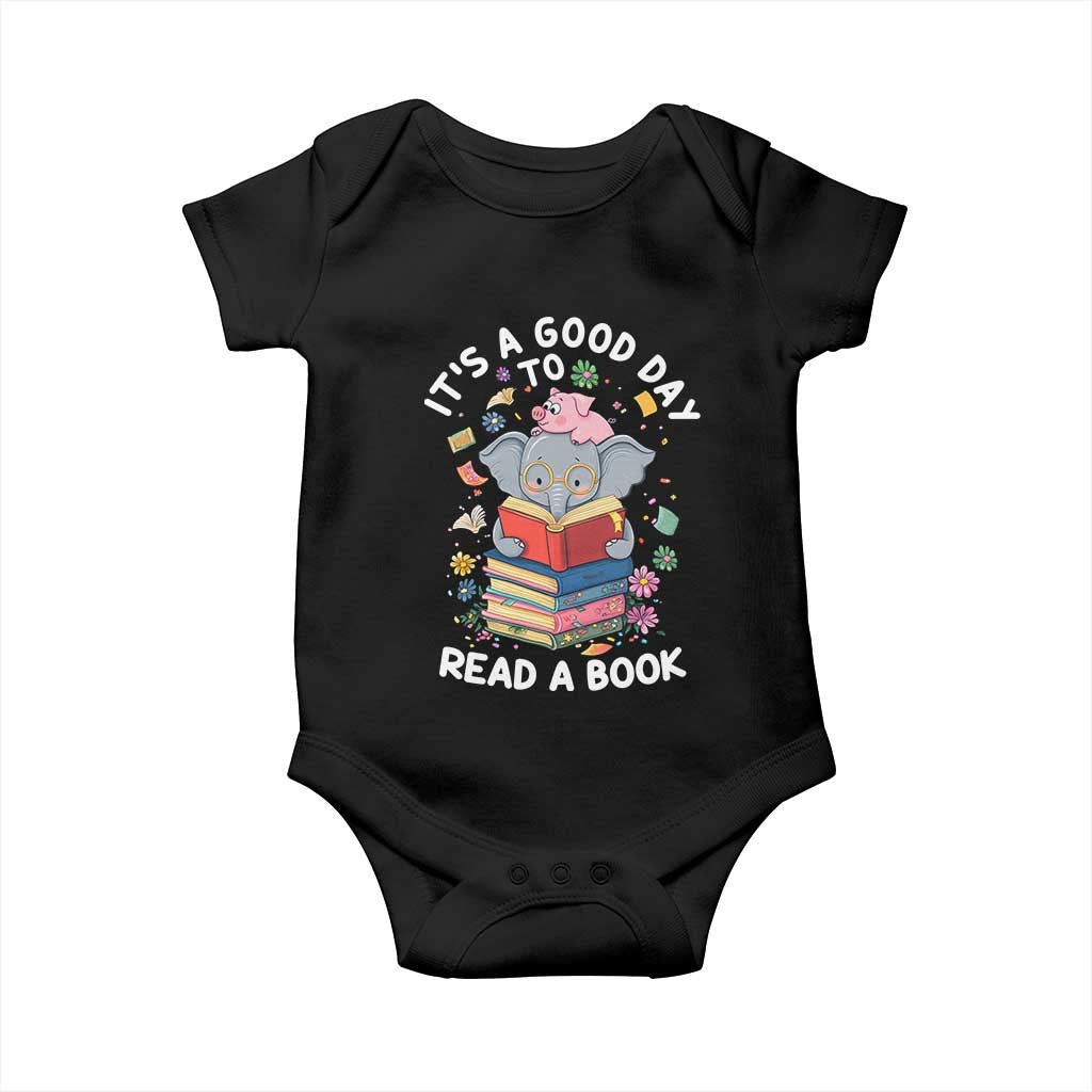 Its A Good Day To Read Book Baby Onesie Cute Elephant Reading Across America