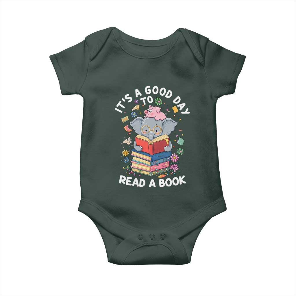 Its A Good Day To Read Book Baby Onesie Cute Elephant Reading Across America