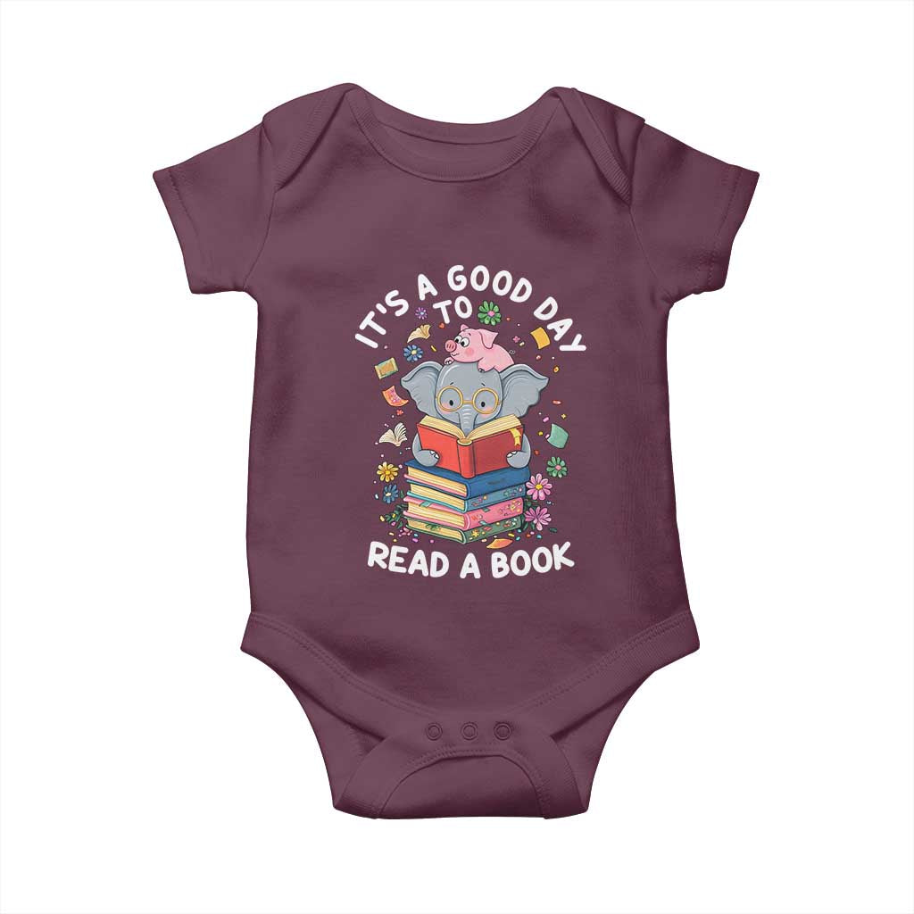 Its A Good Day To Read Book Baby Onesie Cute Elephant Reading Across America