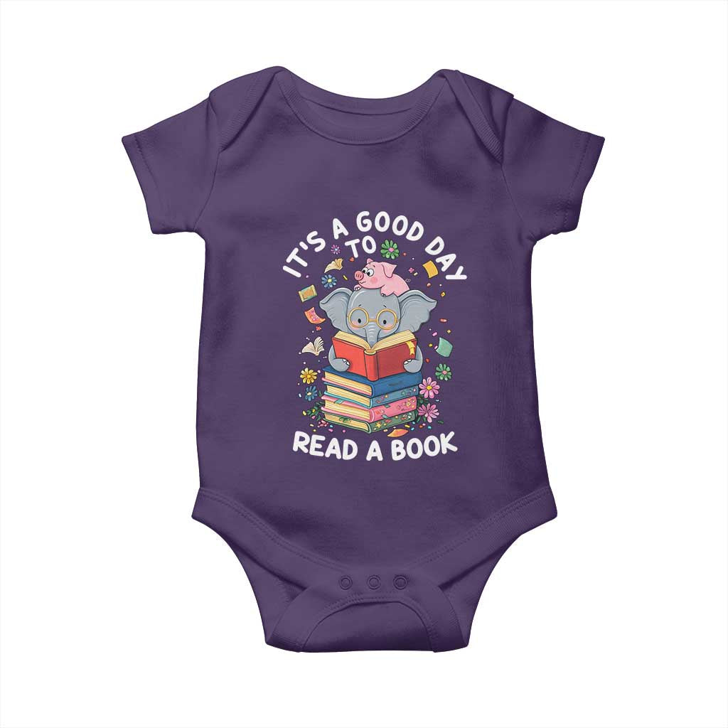 Its A Good Day To Read Book Baby Onesie Cute Elephant Reading Across America