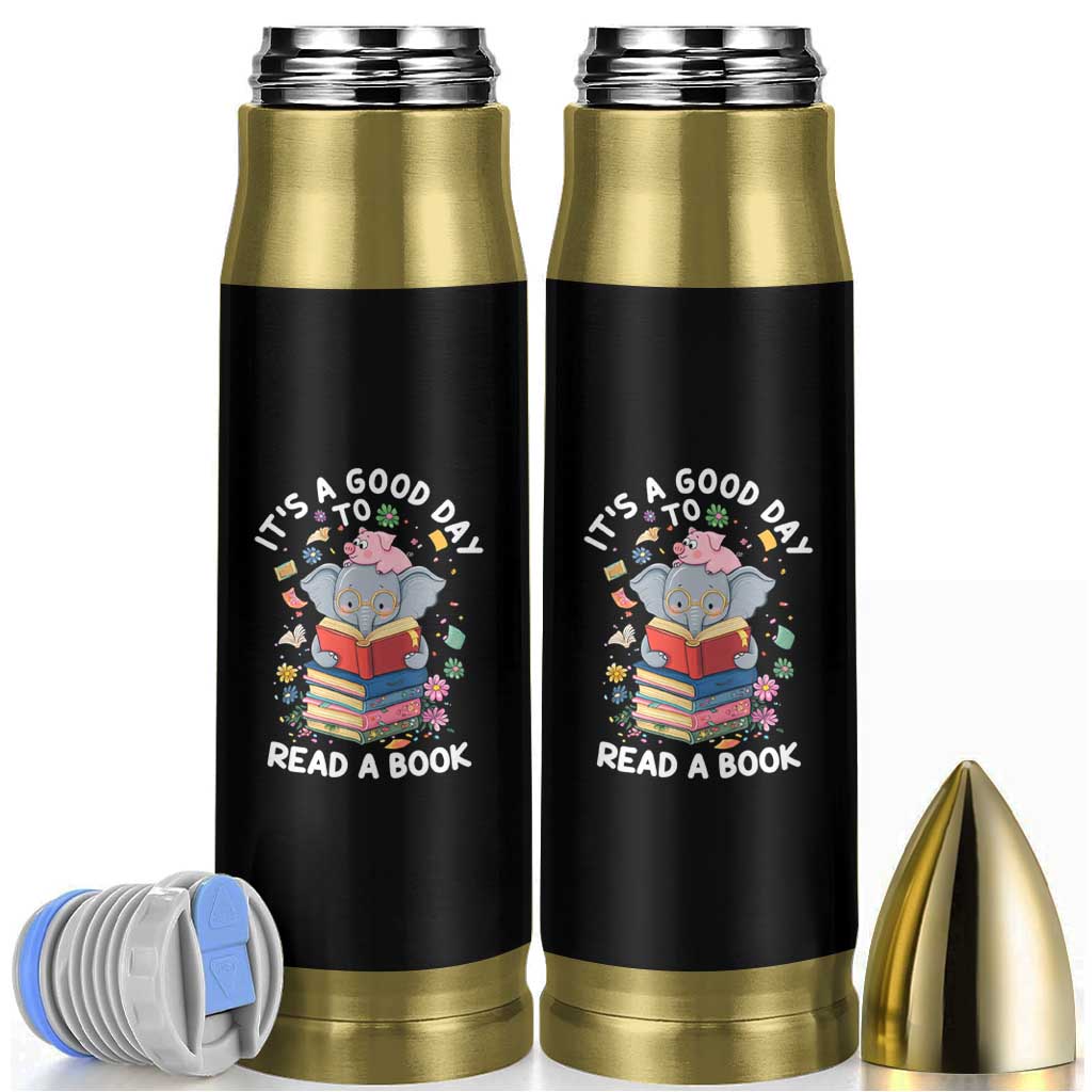 Its A Good Day To Read Book Bullet Tumbler Cute Elephant Reading Across America