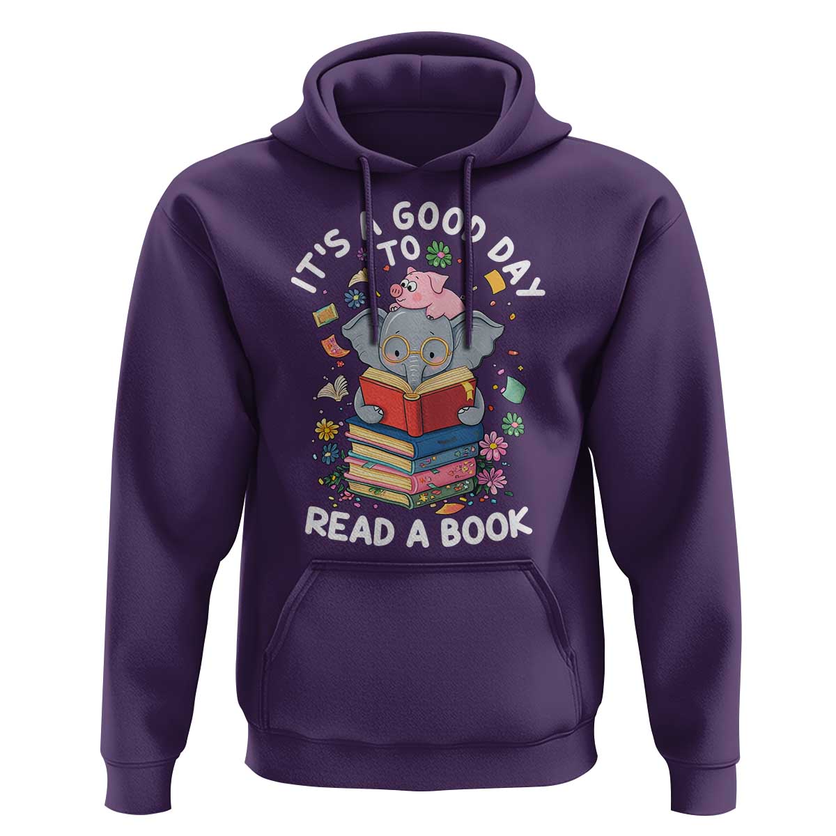 Its A Good Day To Read Book Hoodie Cute Elephant Reading Across America