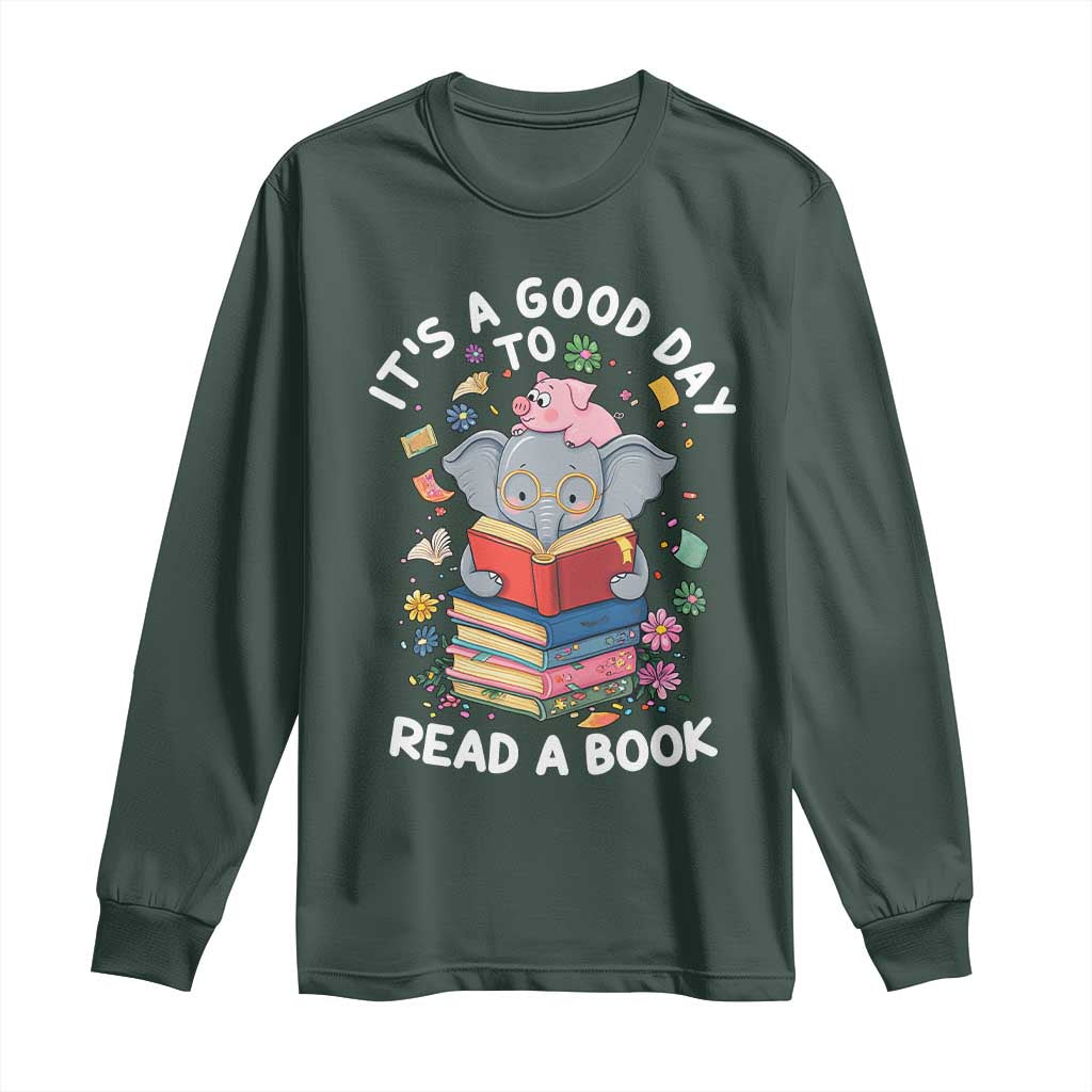 Its A Good Day To Read Book Long Sleeve Shirt Cute Elephant Reading Across America