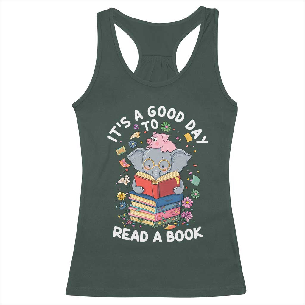 Its A Good Day To Read Book Racerback Tank Top Cute Elephant Reading Across America
