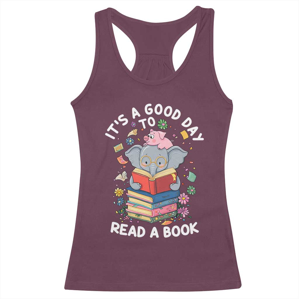 Its A Good Day To Read Book Racerback Tank Top Cute Elephant Reading Across America