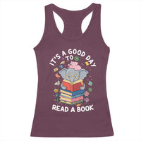 Its A Good Day To Read Book Racerback Tank Top Cute Elephant Reading Across America