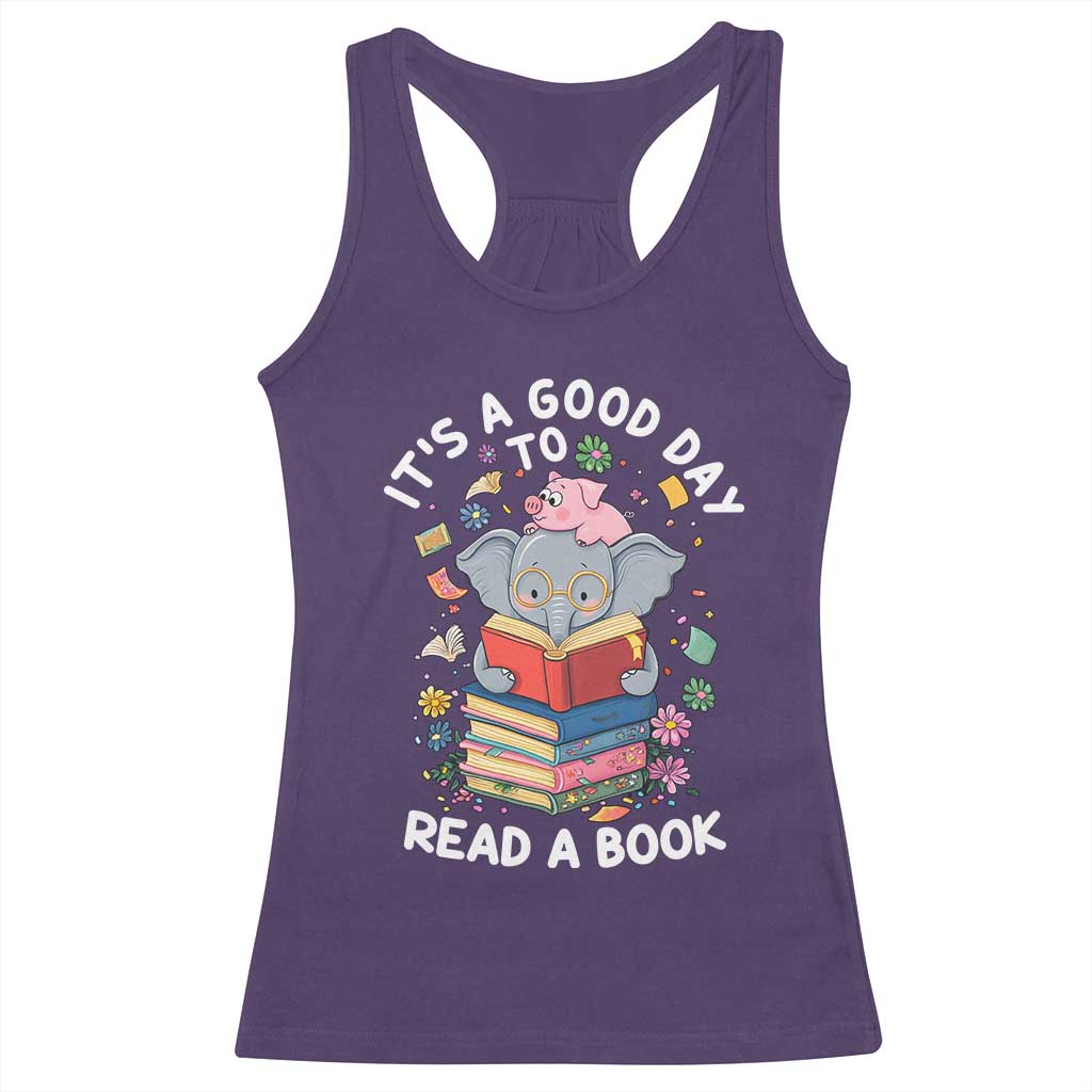 Its A Good Day To Read Book Racerback Tank Top Cute Elephant Reading Across America