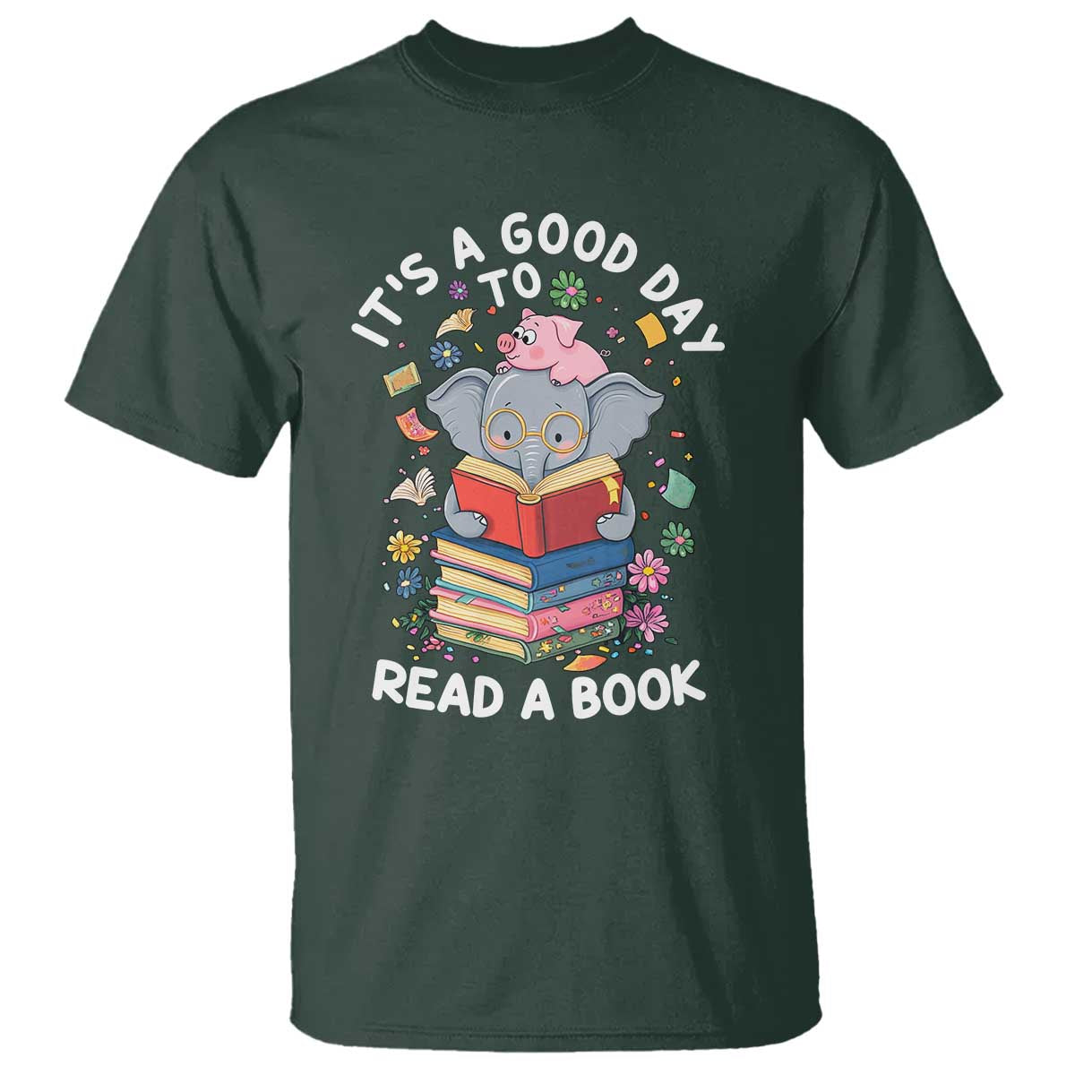 Its A Good Day To Read Book T Shirt Cute Elephant Reading Across America