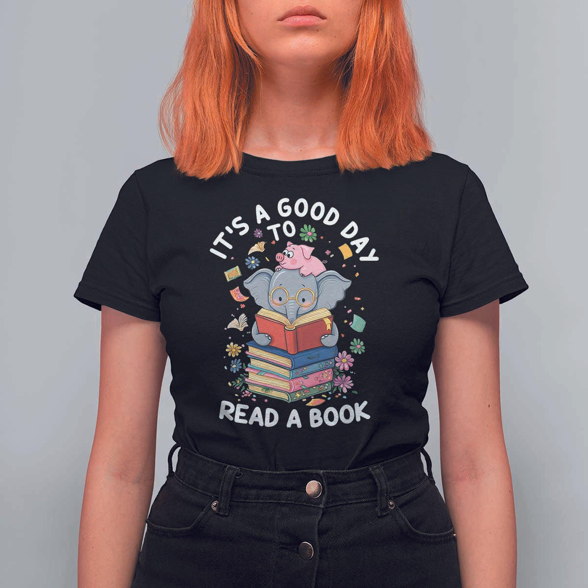 Its A Good Day To Read Book T Shirt For Women Cute Elephant Reading Across America