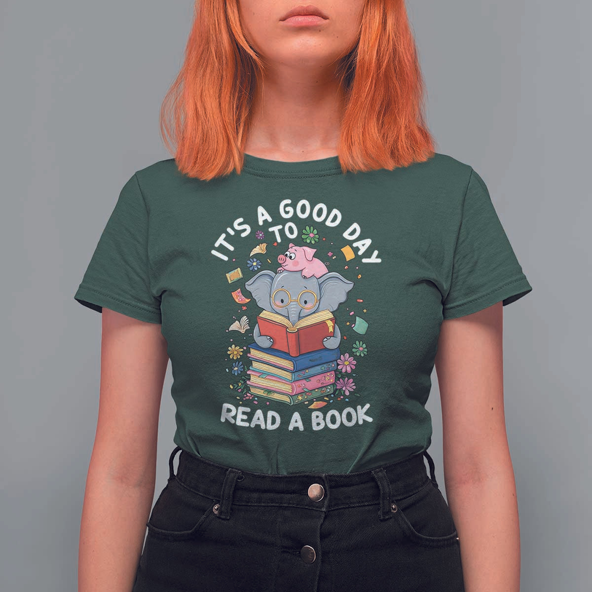 Its A Good Day To Read Book T Shirt For Women Cute Elephant Reading Across America