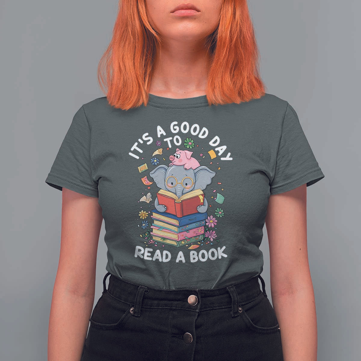 Its A Good Day To Read Book T Shirt For Women Cute Elephant Reading Across America