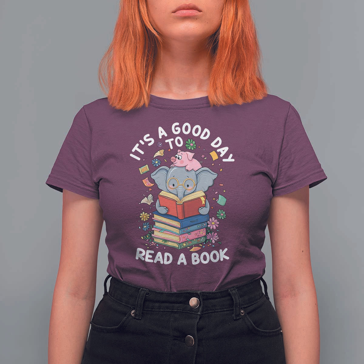 Its A Good Day To Read Book T Shirt For Women Cute Elephant Reading Across America