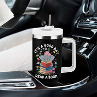 Its A Good Day To Read Book Tumbler With Handle Cute Elephant Reading Across America
