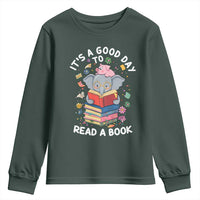 Its A Good Day To Read Book Youth Sweatshirt Cute Elephant Reading Across America