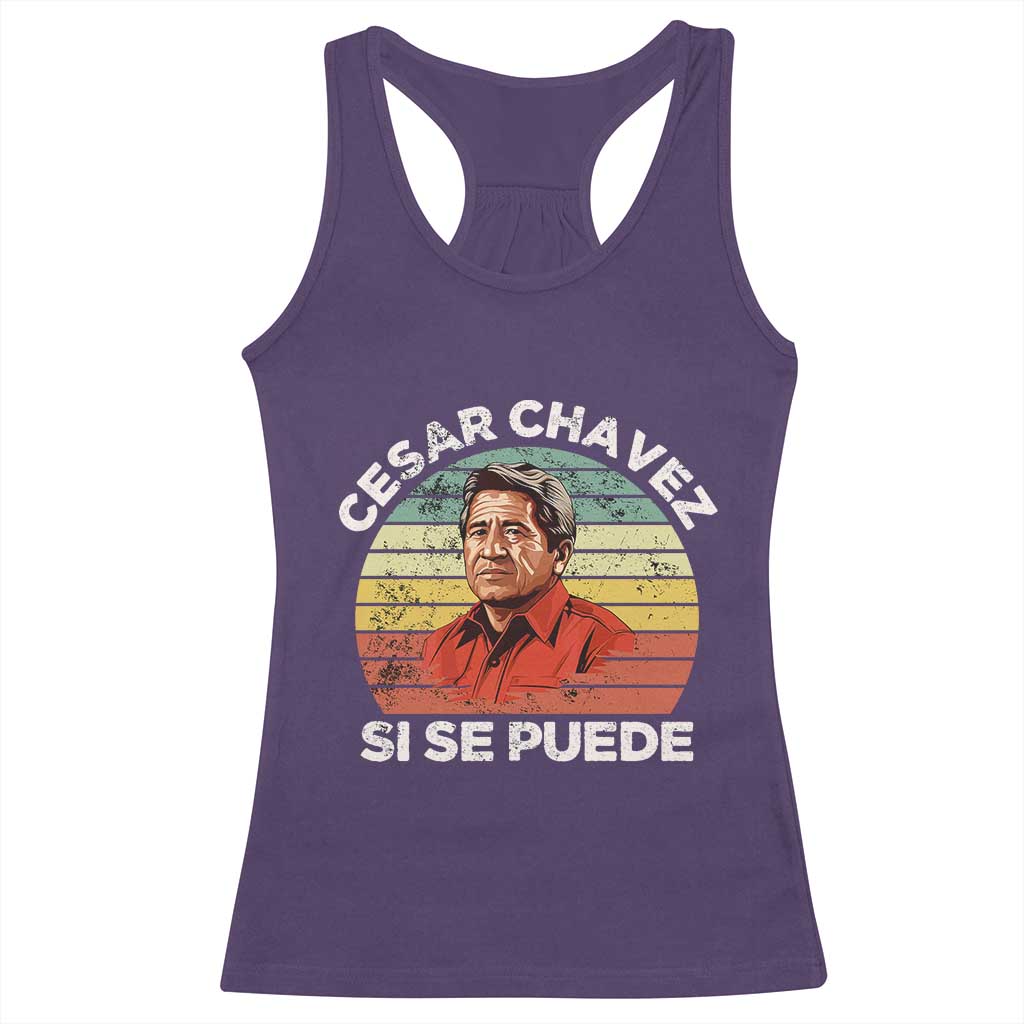 Cesar Chavez Racerback Tank Top Si Se Puede Mexican Hispanic Heritage Month Vintage