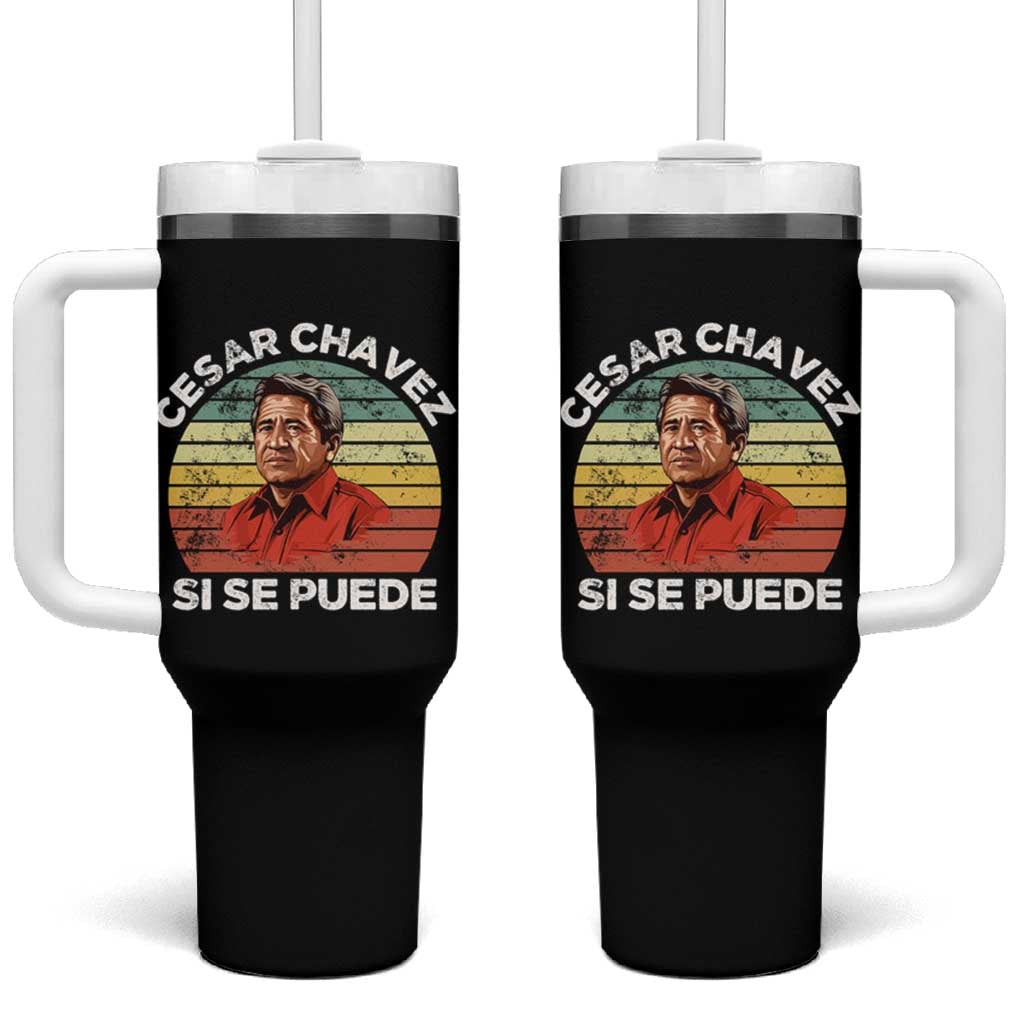 Cesar Chavez Tumbler With Handle Si Se Puede Mexican Hispanic Heritage Month Vintage